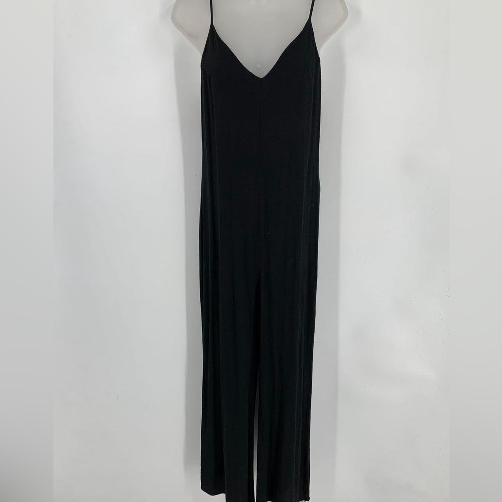REFORMATION WOMENS JUMPSUIT BLACK SPAGHETTI STRAPS VISCOSE BLEND PULL